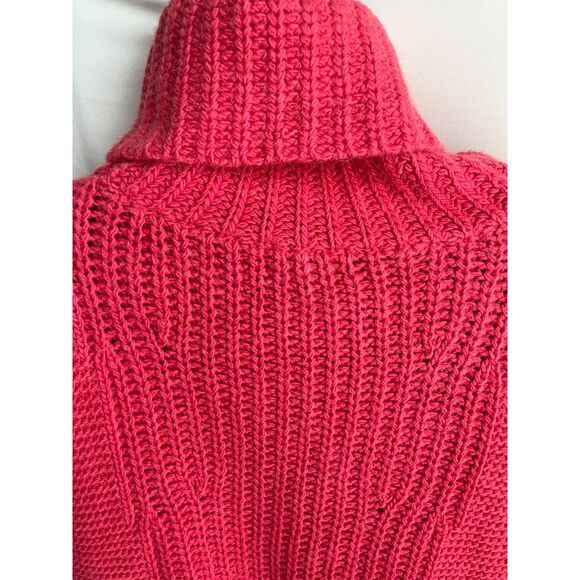 Banana Republic Merino Wool Alpaca Blend Magenta Pink Knit Turtleneck Sweater M - Picture 6 of 10